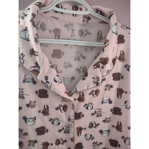 Ellen DeGeneres Pajama Set L Pink/Gray Dogs Notch Collar Dog Love Soft &Cozy - Picture 4 of 14